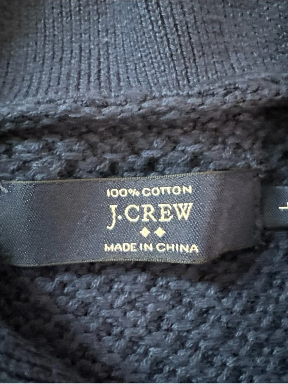 J. CREW Men’s Size L Navy Blue Sweater Shawl Collar Pullover Waffle Knit
